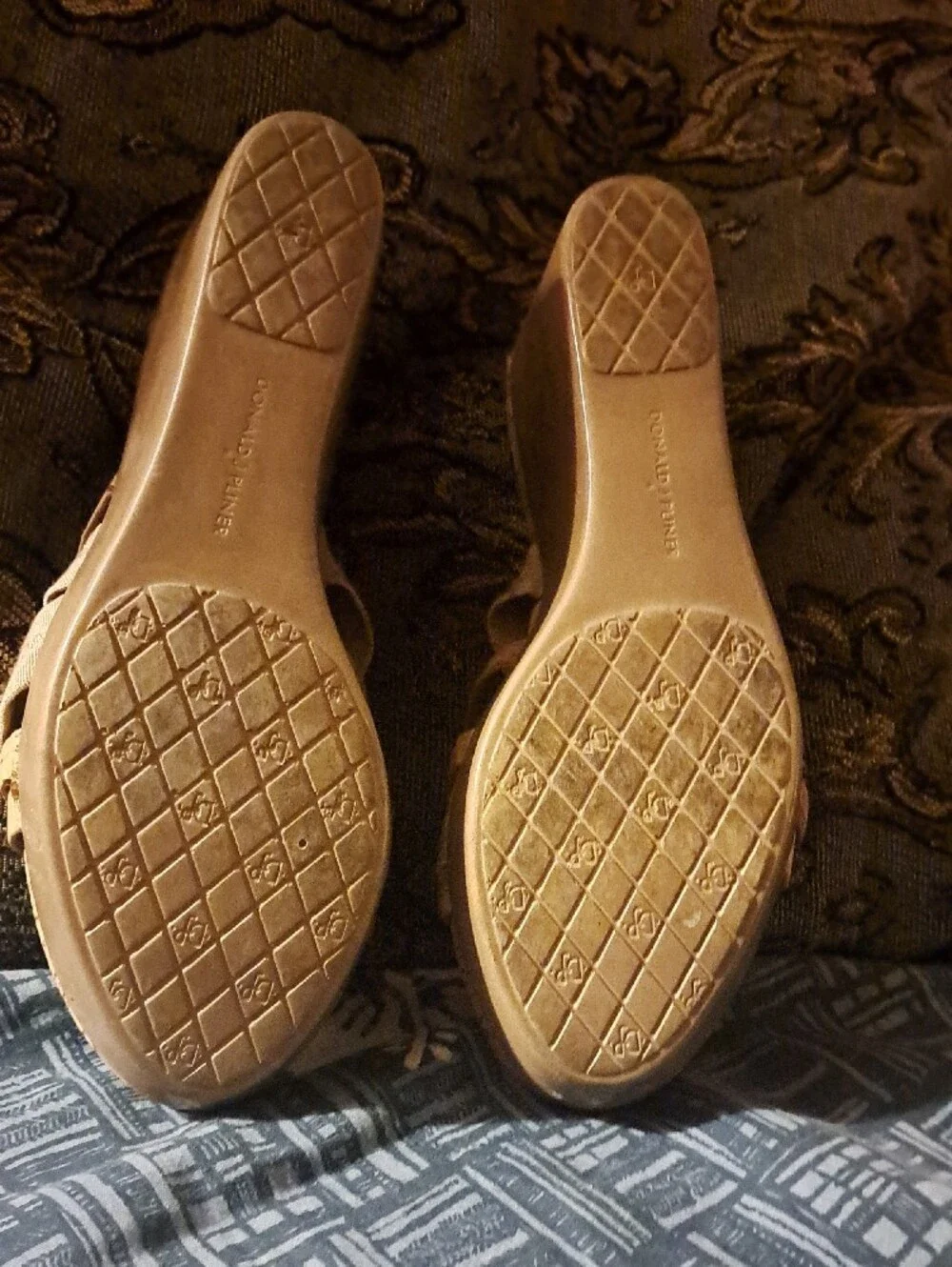 Donald J. Pliner Tan Cork-Textured Wedge Sandals